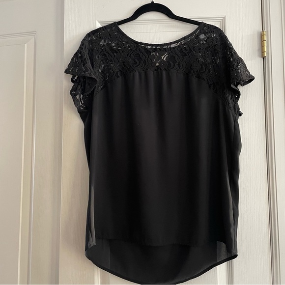 Anthropologie Maeve Black Short Sleeve Lace Blouse Size Medium - Picture 7 of 12